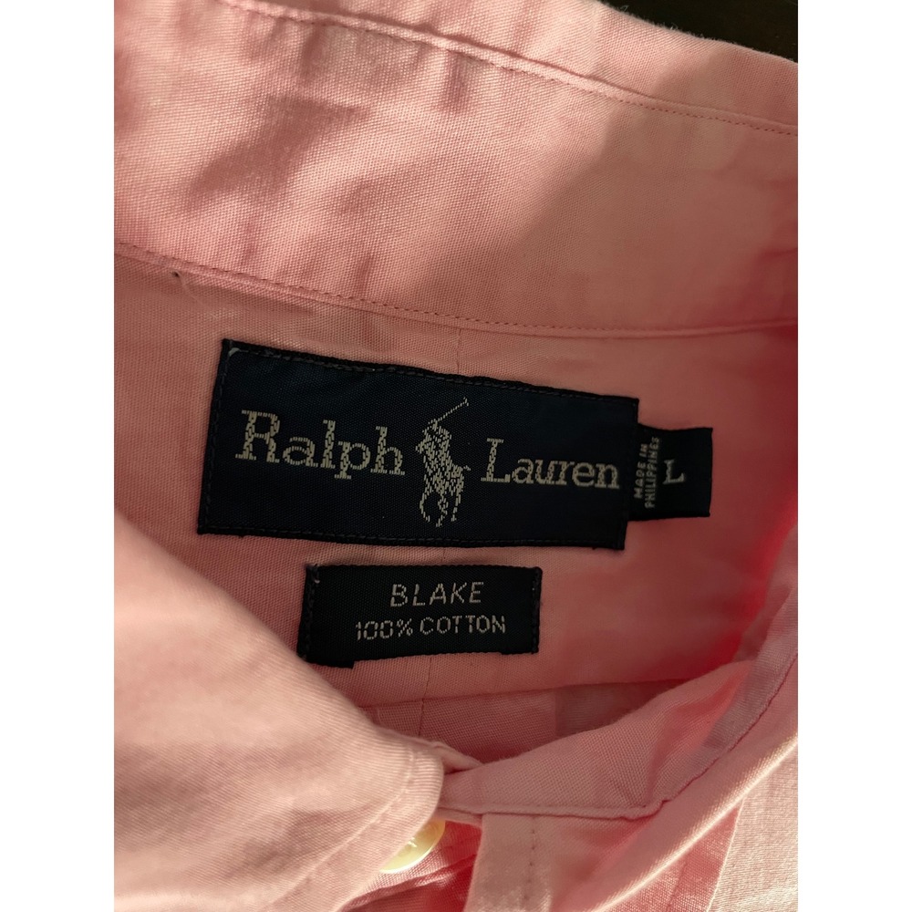 Ralph Lauren Blake Mens L Pink Short Sleeve Button Down Shirt NWT Cotton - Picture 7 of 7